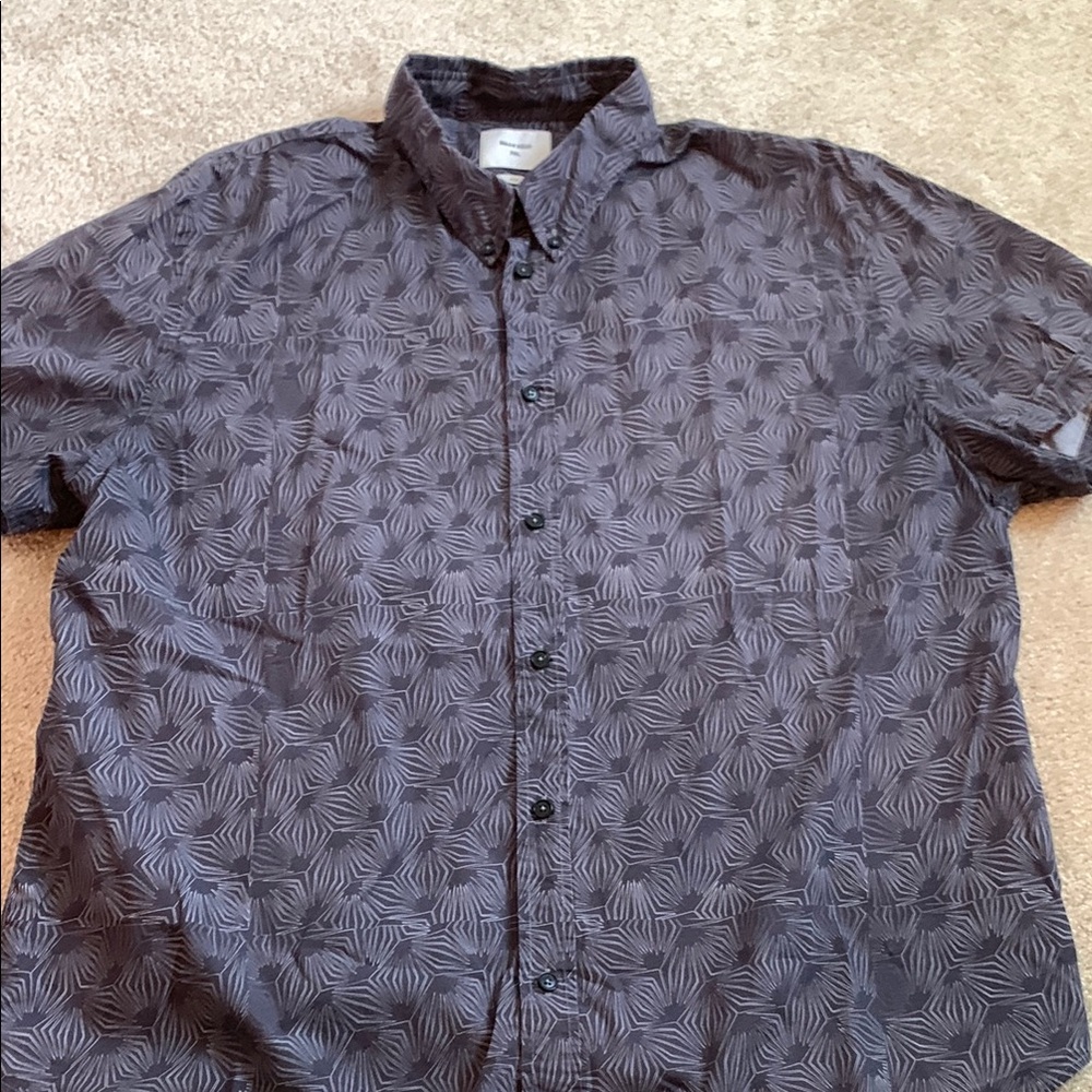 Billy Reid Gray Casual Button Down Shirt with Geometric Pattern